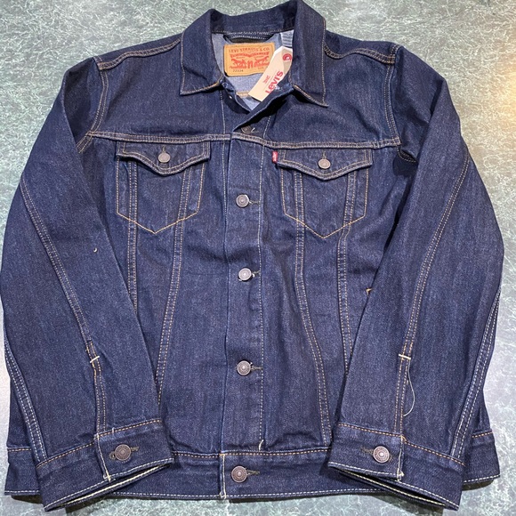 Levis Mens Trucker Jacket Dark Blue Men’s Sz XL